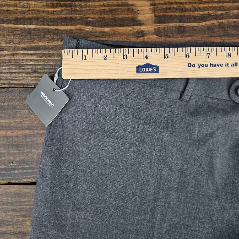Indochino Men's Dress Pant Trousers Flat Front Gray Soft Wool Cashmere 40x33